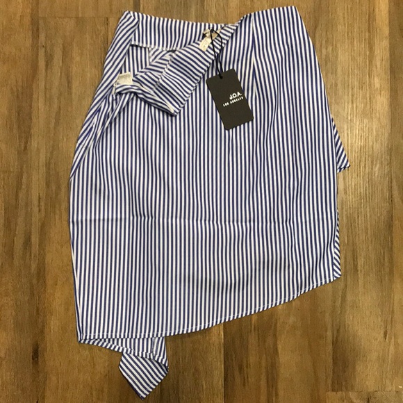 J.O.A. High low mini skirt blue white stripe NWT - Picture 10 of 16
